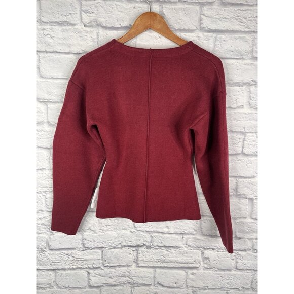 COMMENSE Women's Wine V-Neck Cardigan Hook/Eye Sweater NWT XS - Picture 6 of 6